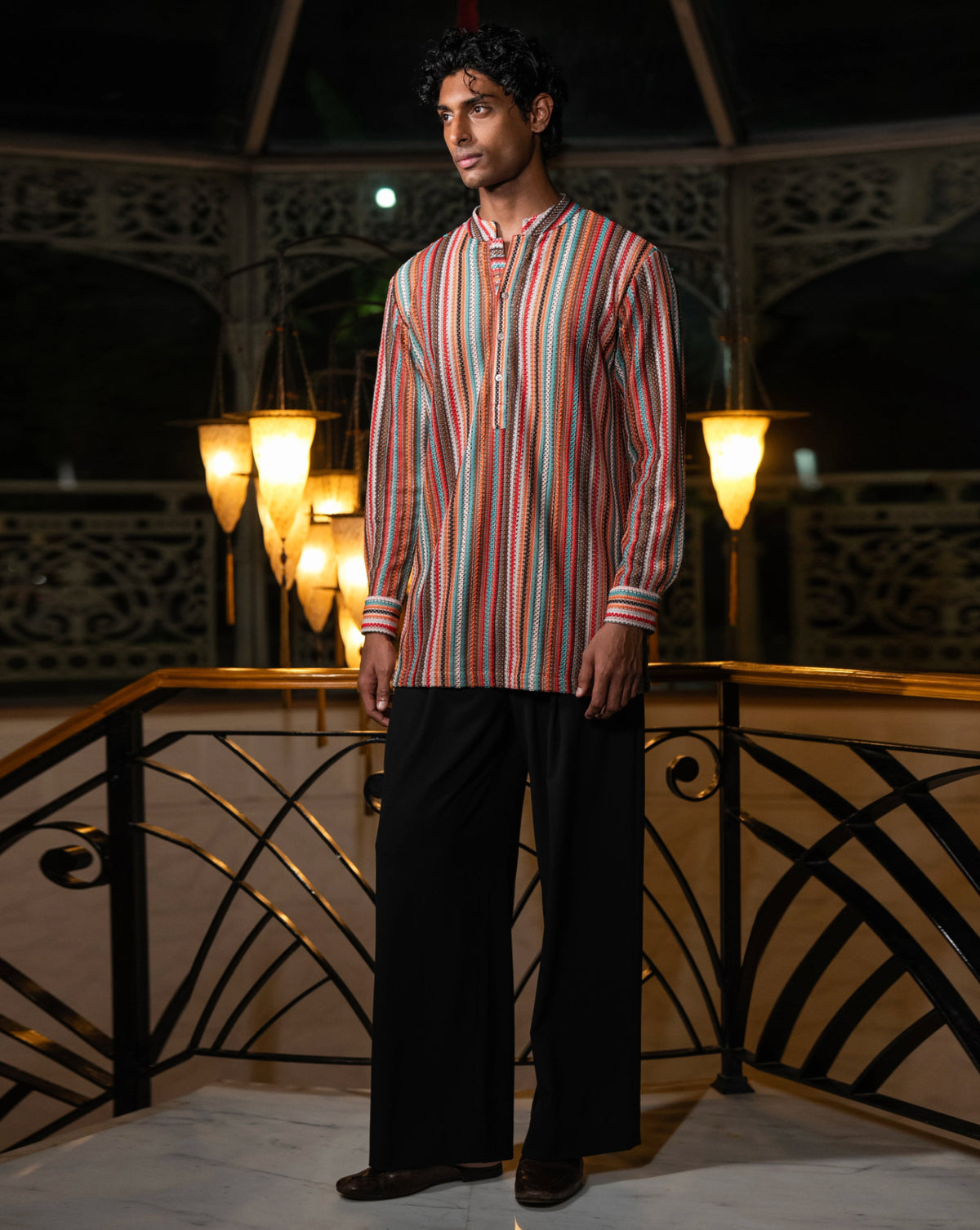 Multicolour Crochet Kurta Set