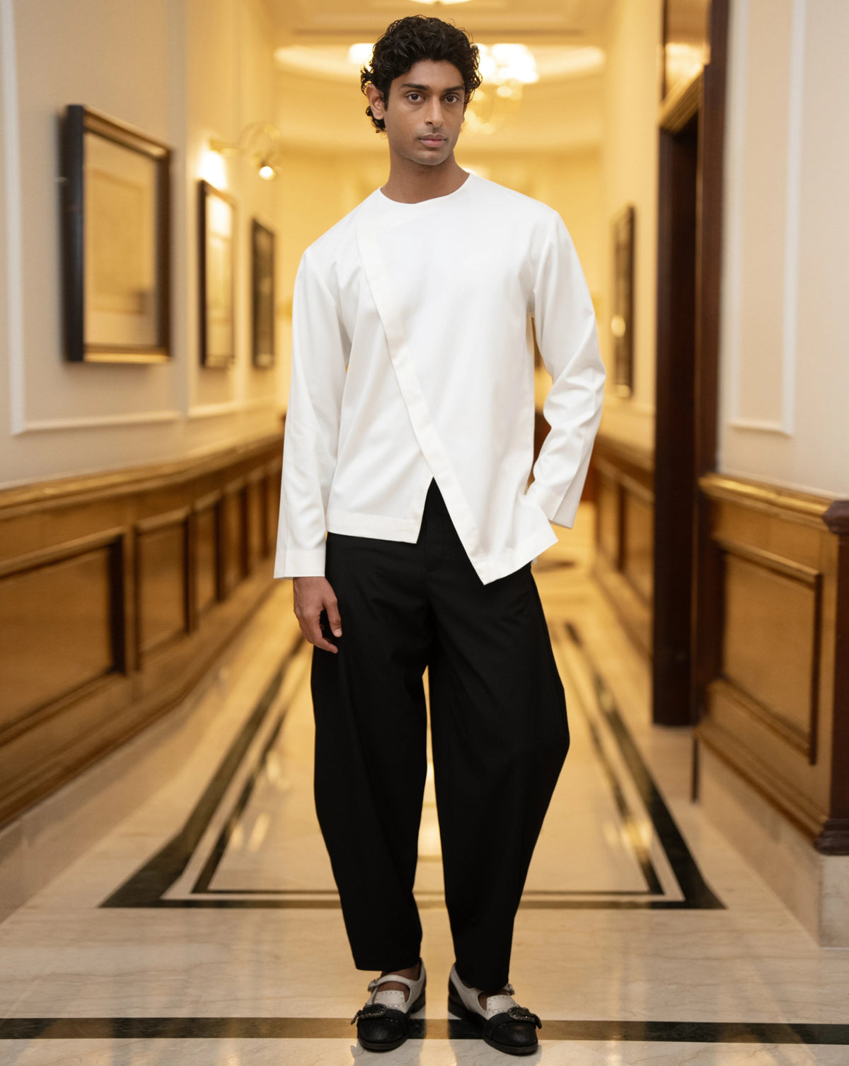 Ivory Overlap Shirt Kurta Set