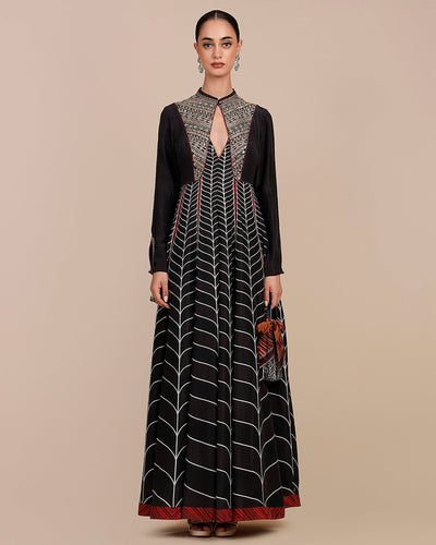 Noir Black Chevron Anarkali