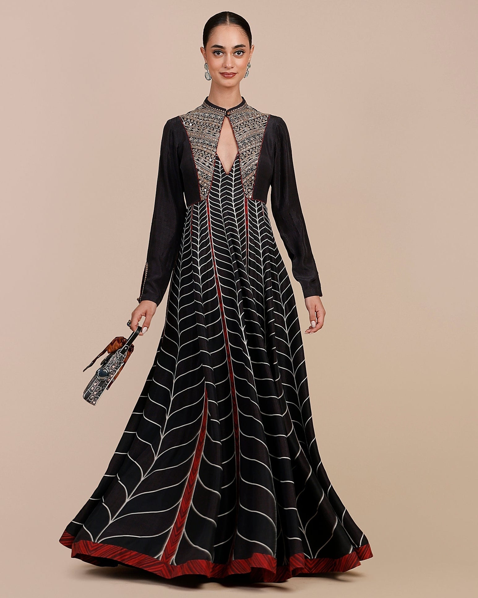 Noir Black Chevron Anarkali