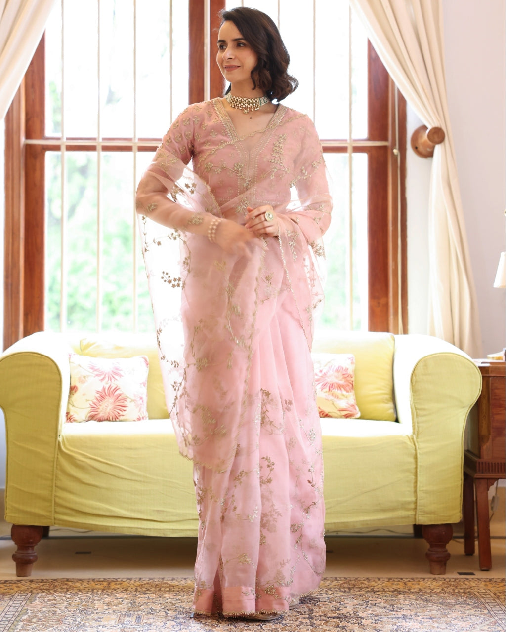 Noor Pink Vrinda Dori Sari Set