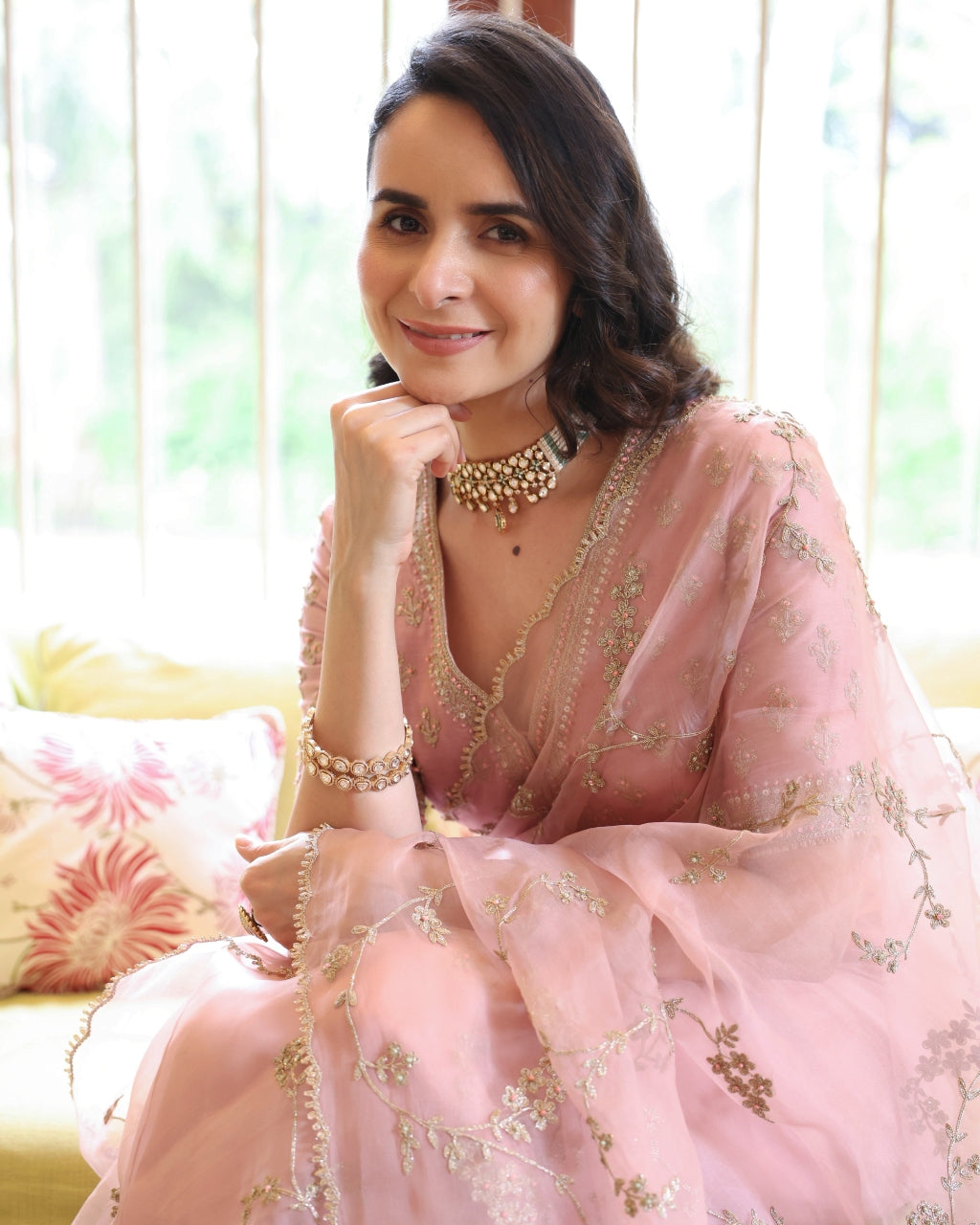 Noor Pink Vrinda Dori Sari Set