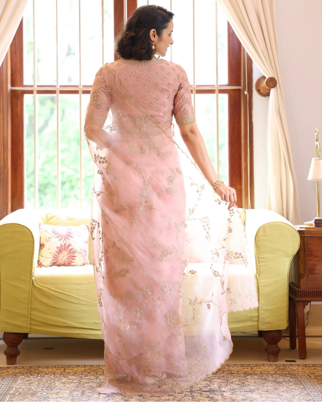 Noor Pink Vrinda Dori Sari Set