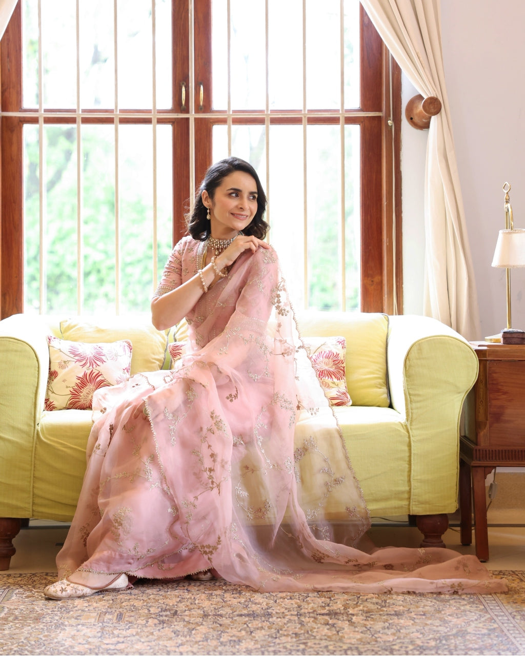 Noor Pink Vrinda Dori Sari Set