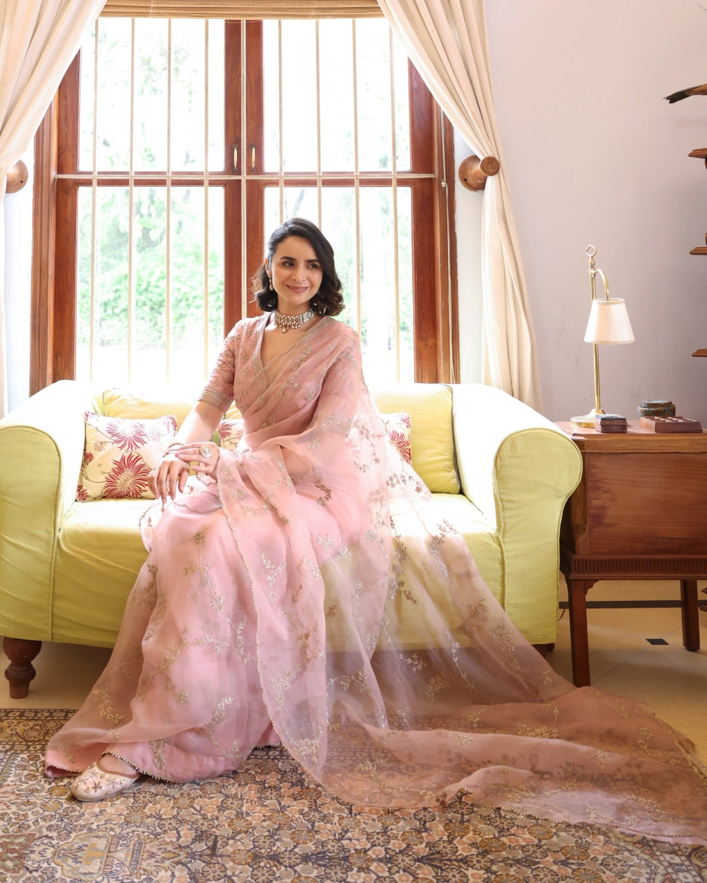 Noor Pink Vrinda Dori Sari Set
