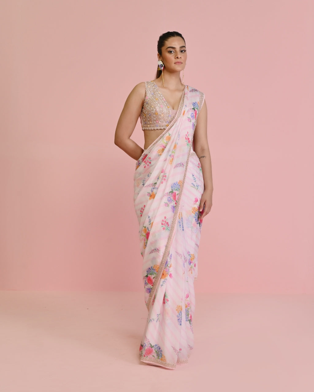 Amelia Floral Drape Sari Set