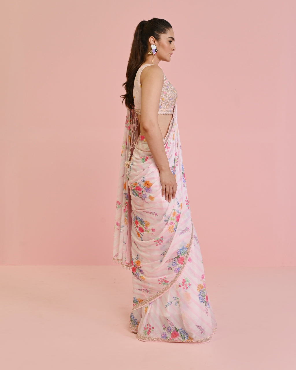 Amelia Floral Drape Sari Set