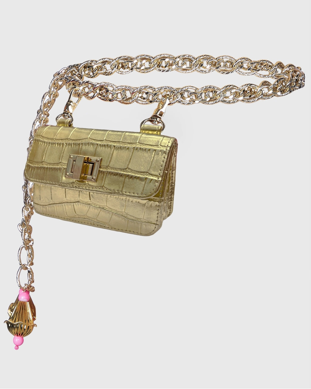 Gold Chain-Link Belt Bag