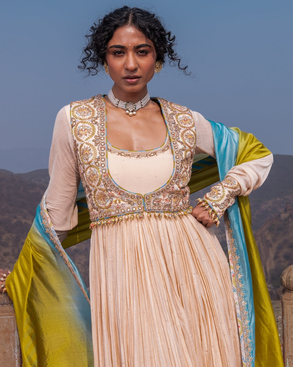 Buttercup Anarkali Koti  set