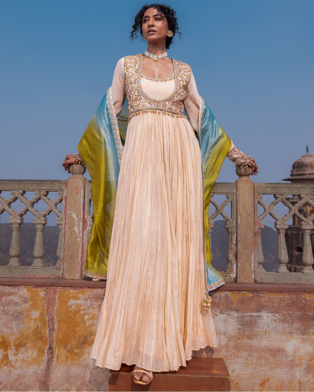 Buttercup Anarkali Koti  set