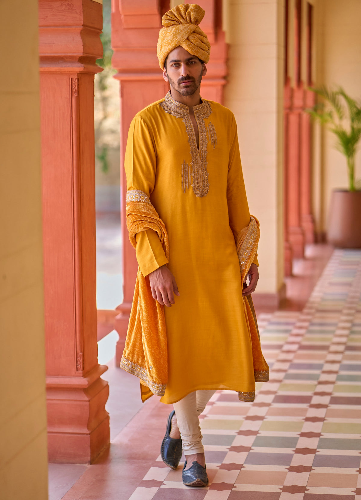 Kasundi Kurta Paired With Dushala & Churidar