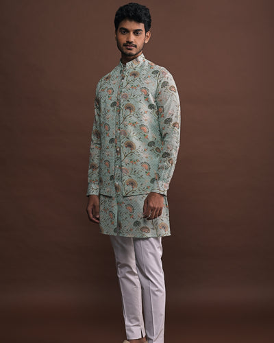 Mist Open Bandi With Matching Kurta Pajama Set