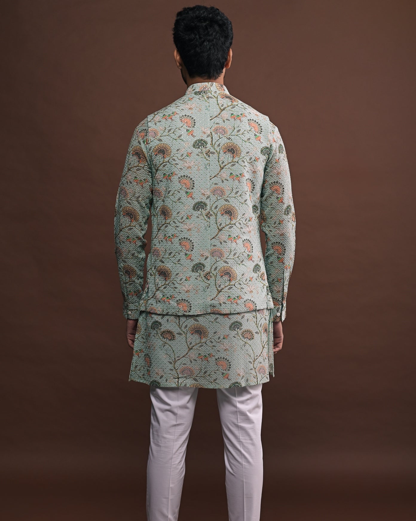 Mist Open Bandi With Matching Kurta Pajama Set