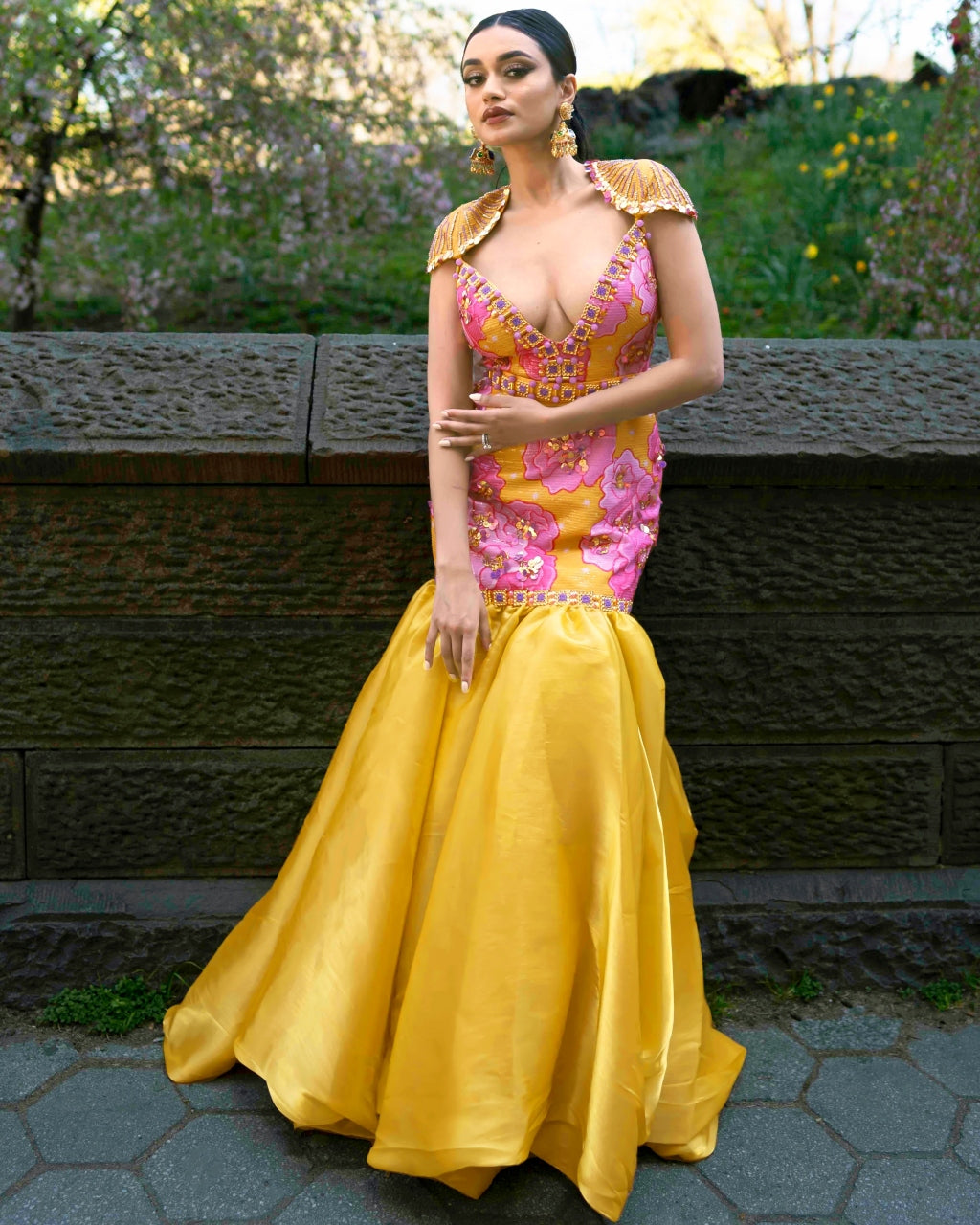 Mimosa- Mustard Yellow And Pink Dress