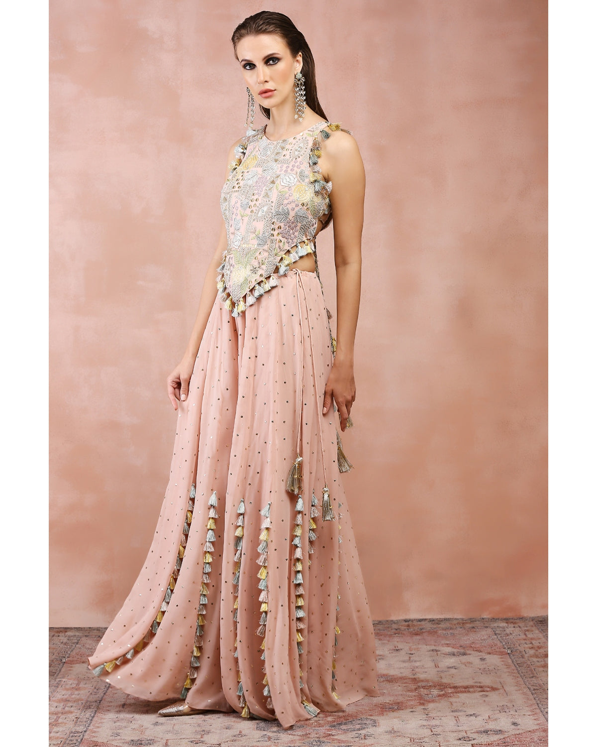 Shop Light Pink Net Embroidered Gown Party Wear Online at Best Price |  Cbazaar