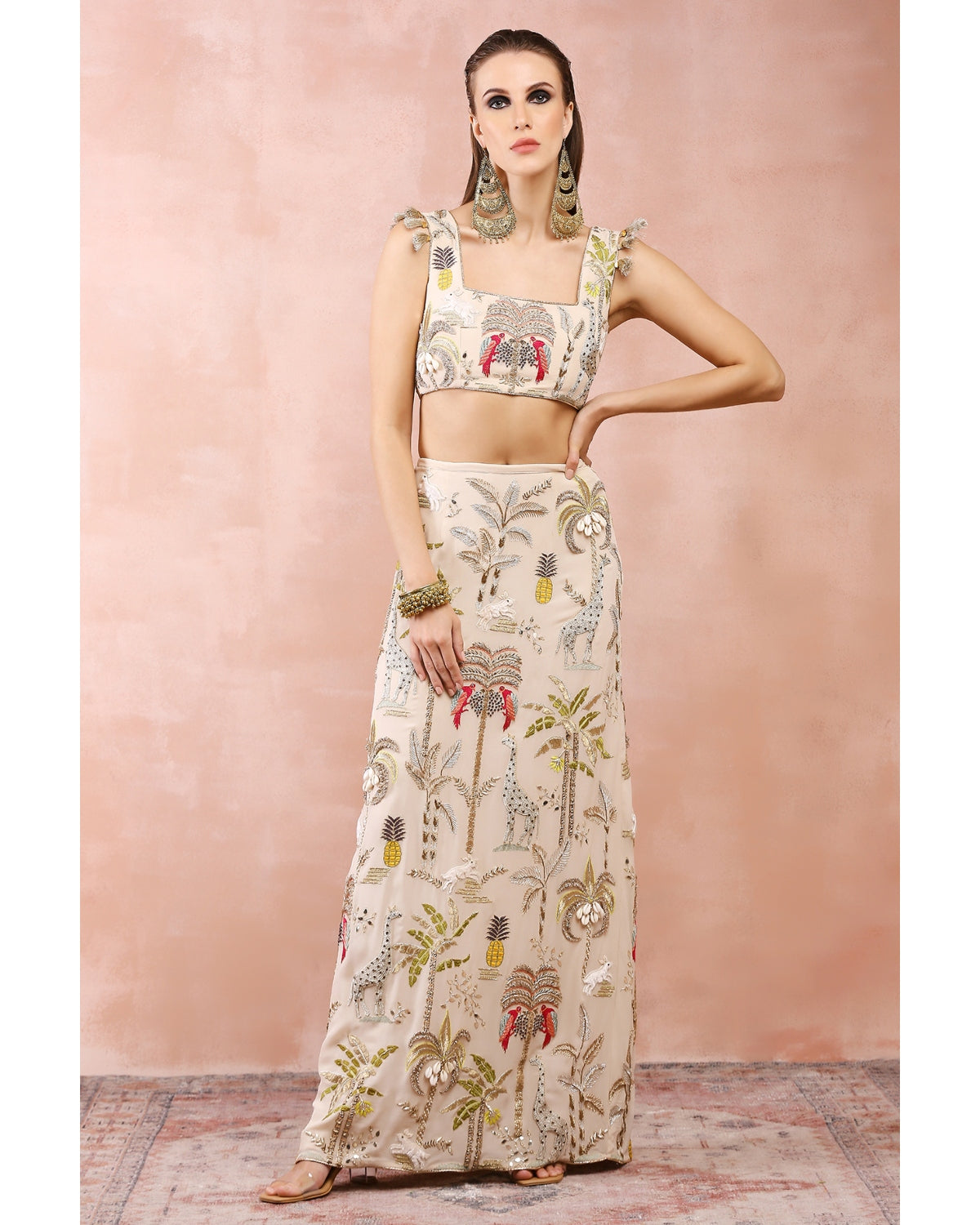 Stone Embroidered Blouse And Skirt by Payal Singhal