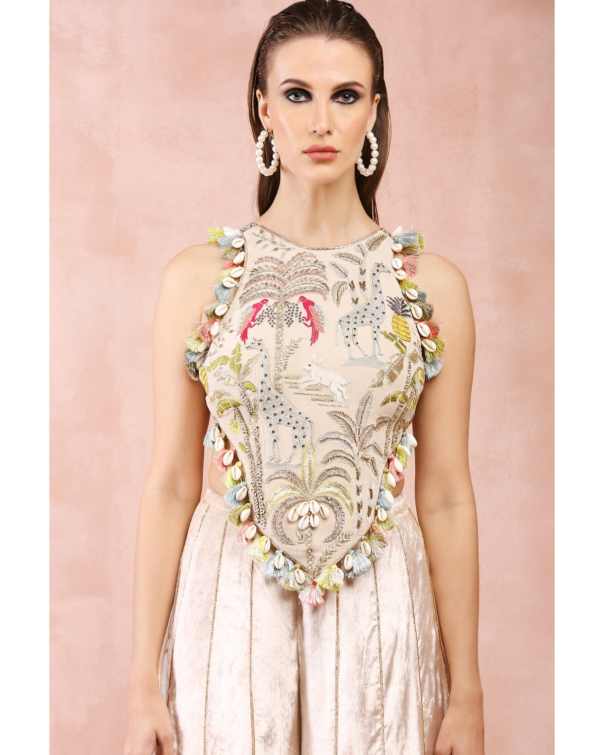 Stone Embroidered Blouse With Sharara