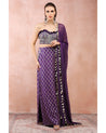 Purple Embroidered Corset Bustier With Skirt And Dupatta by Payal Singhal