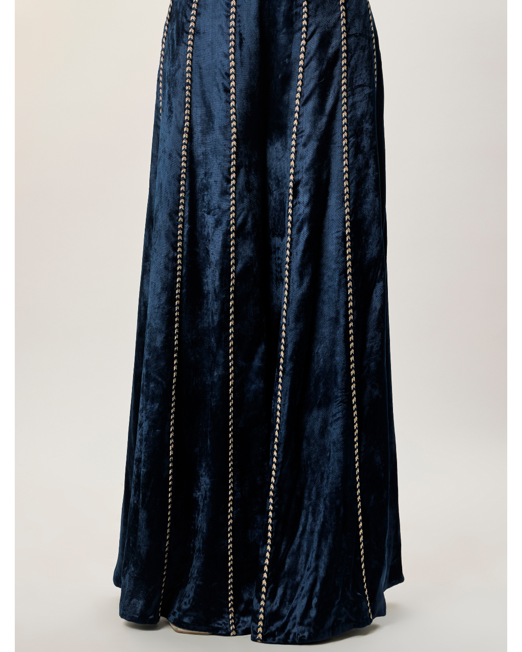 Yasmin Navy Blue Georgette Half Back Covered Embroidered Choli And Velvet Sharara