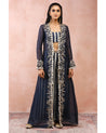 Navy Embroidered Jacket With Bustier And Pallazo Pant by Payal Singhal