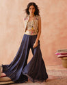 Stone Embroidered Jacket And  Bustier With Denim Sharara by Payal Singhal