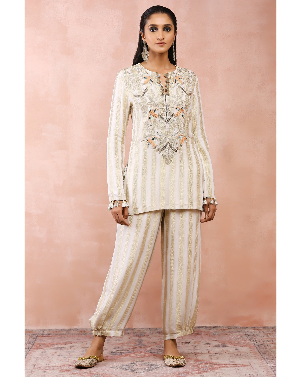 Off White Embroidered Kurta And Pant by Payal Singhal