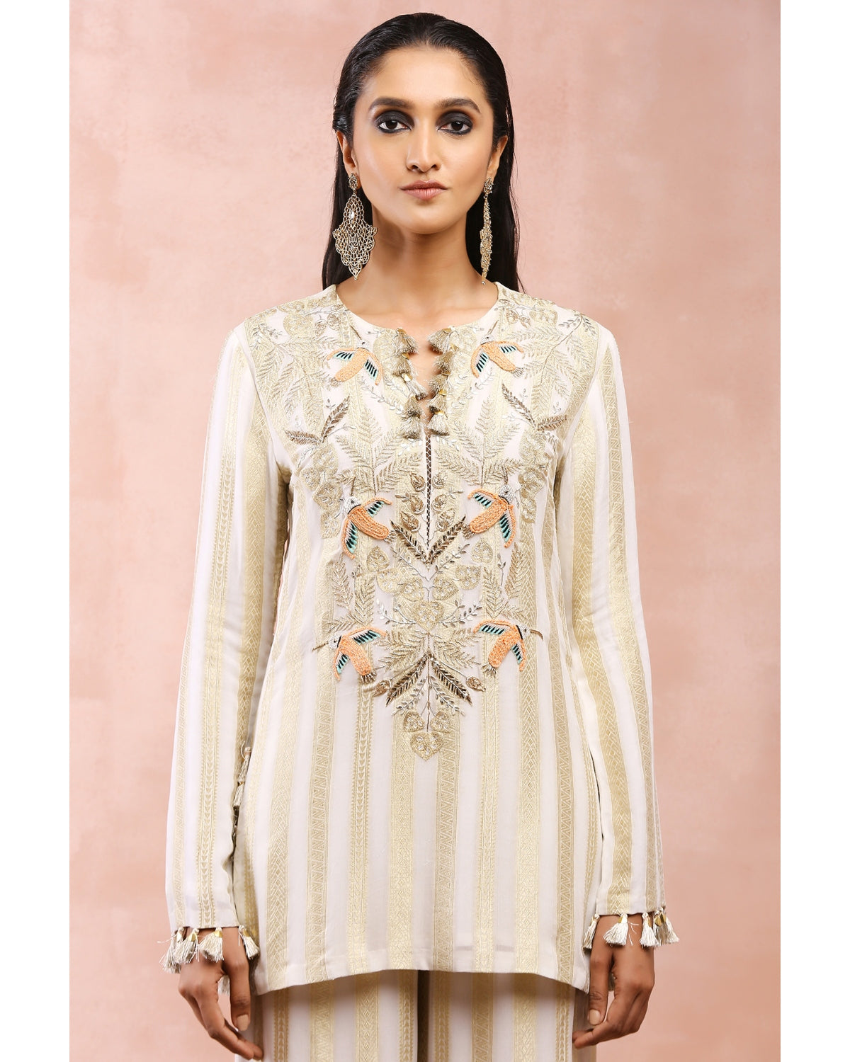 Off White Embroidered Kurta And Pant