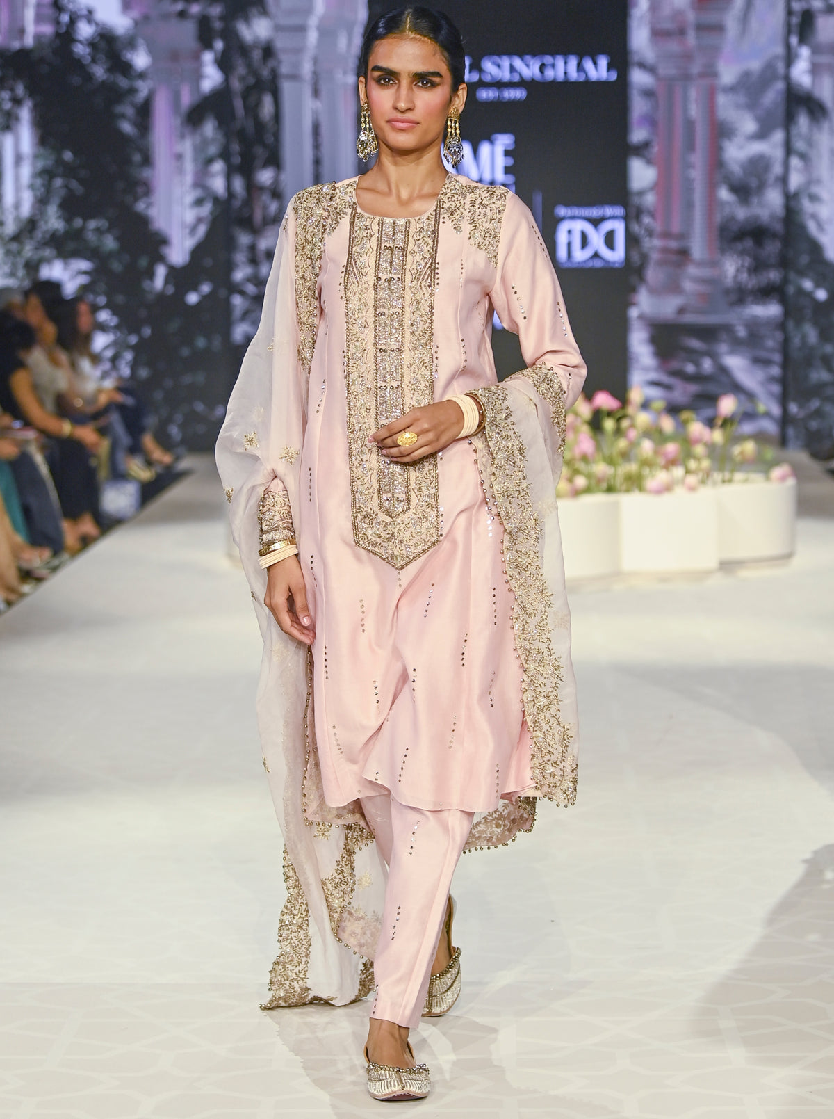 Ruksaan Blush Pink Embroidered Kurta And Pant With Embroidered Dupatta Set