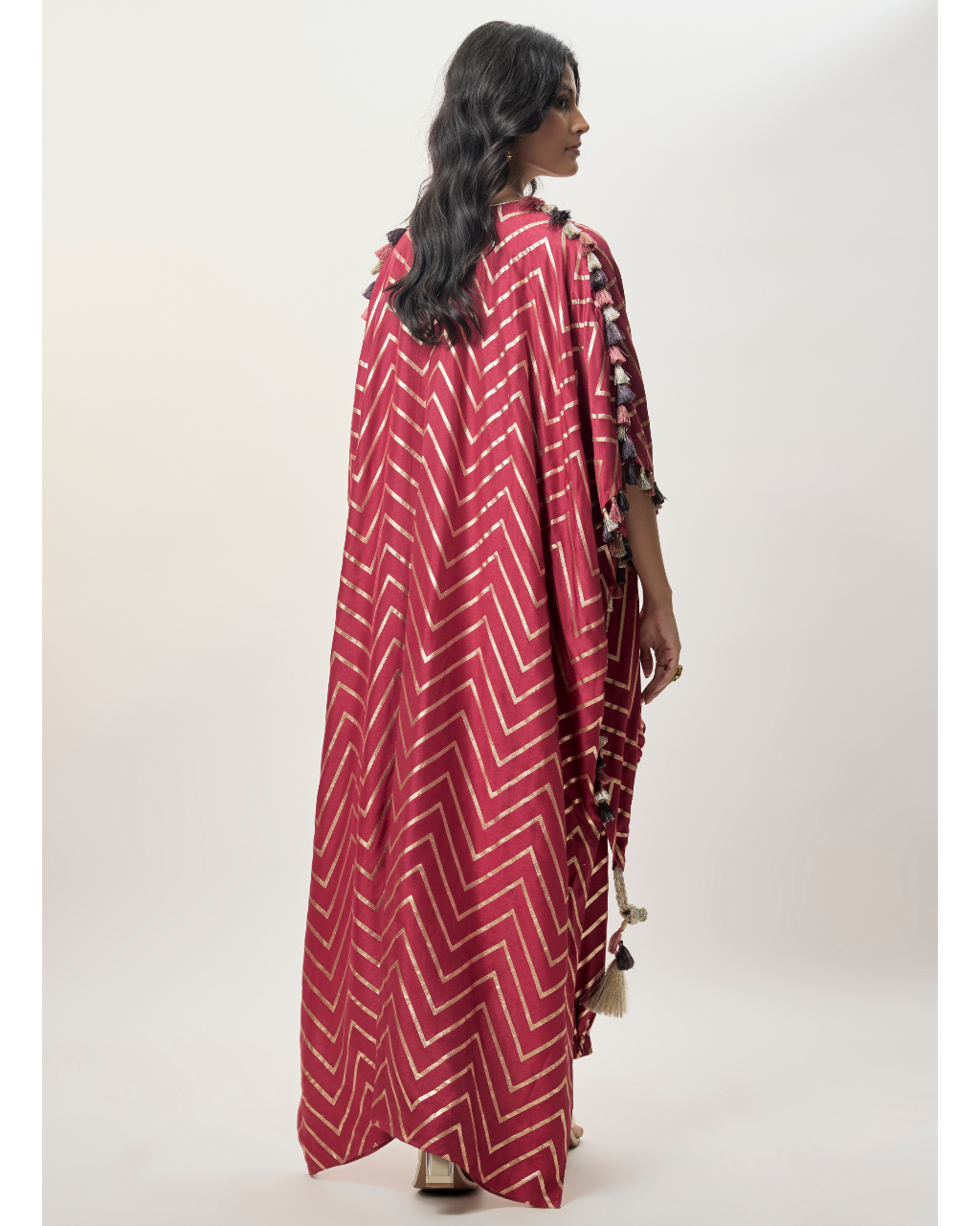 Raniya Cranberry Dola Silk Embroidered Kaftan And Jogger Pant