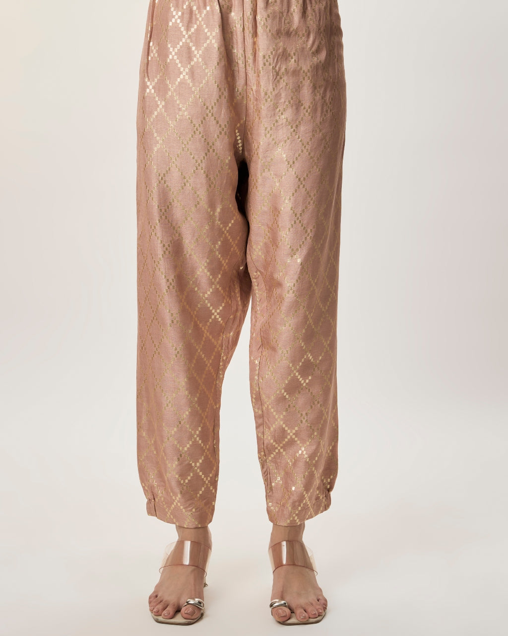 Sanaz Coral Dola Silk Embroidered Kaftan And Jogger Pant