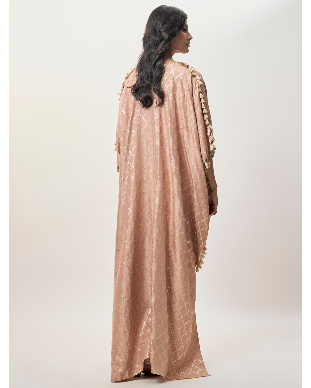 Sanaz Coral Dola Silk Embroidered Kaftan And Jogger Pant