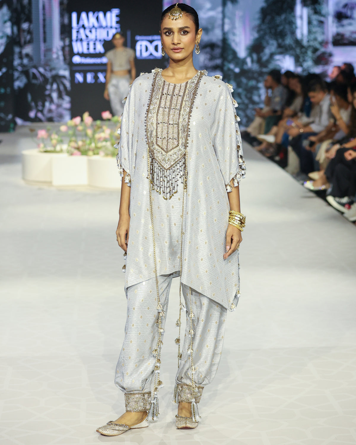 Razia Grey Embroidered Kaftan And Jogger Salwar Set