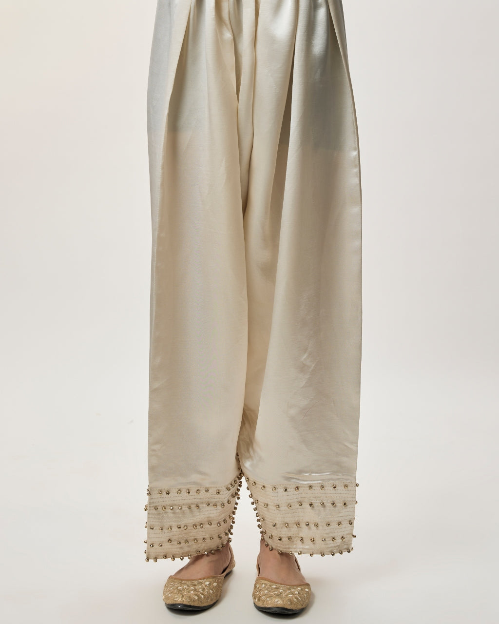 Rangrez Silver Gold Stripe Tissue Embroidered Yoke Kurta With Farshi Salwar And Organza Dupatta
