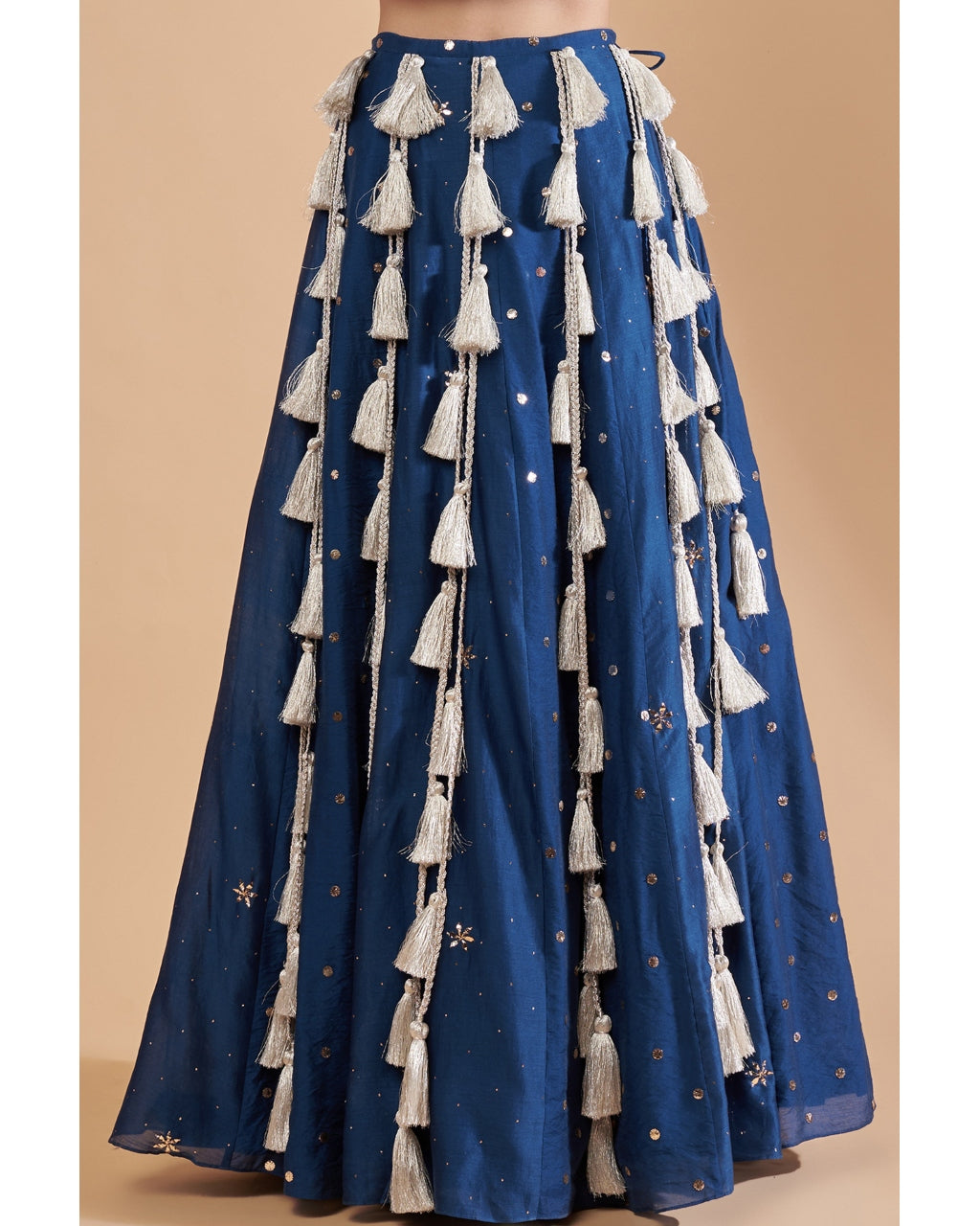 Teal Blue Embroidered Choli With Lehenga Set