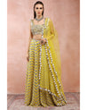 Yellow Embroidered Blouse And Lehenga With Dupatta by Payal Singhal