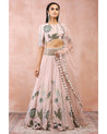Rose Pink Niloufar Print Embroidered Blouse With Lehenga And Dupatta by Payal Singhal