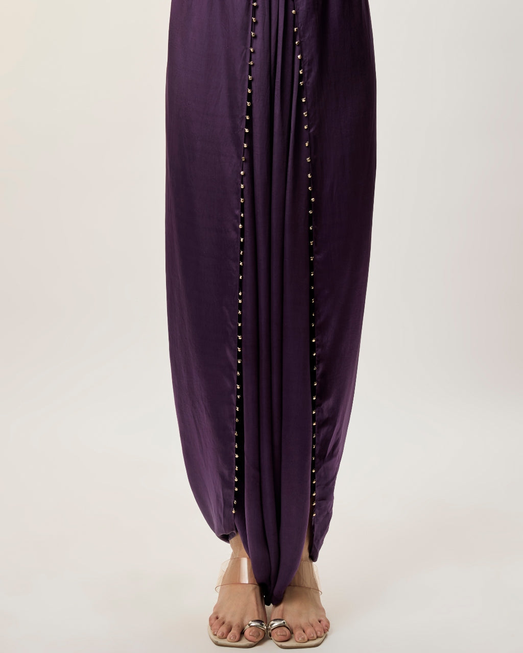 Zaya Purple Chiniya Silk Embroidered Top And Dhoti Skirt
