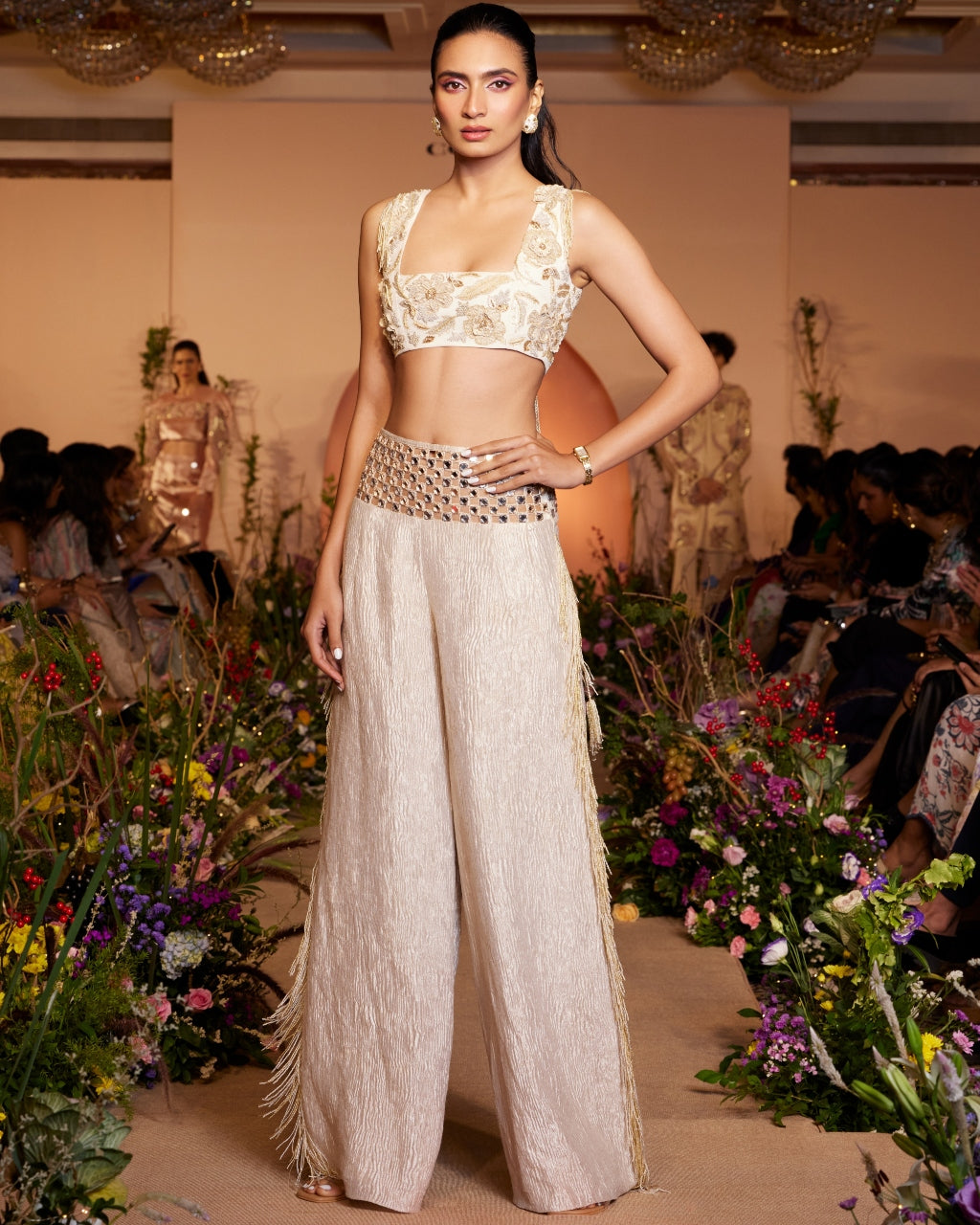 Mira Off White Embroidered Choli And Pant Set