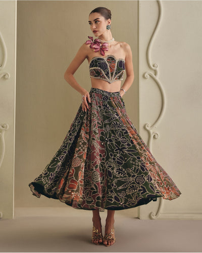 Multicolored Net Skirt Set
