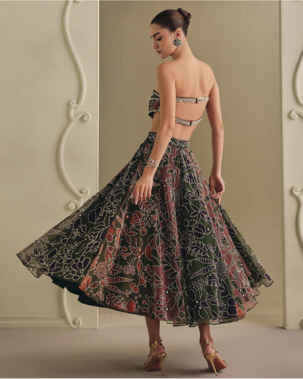 Multicolored Net Skirt Set
