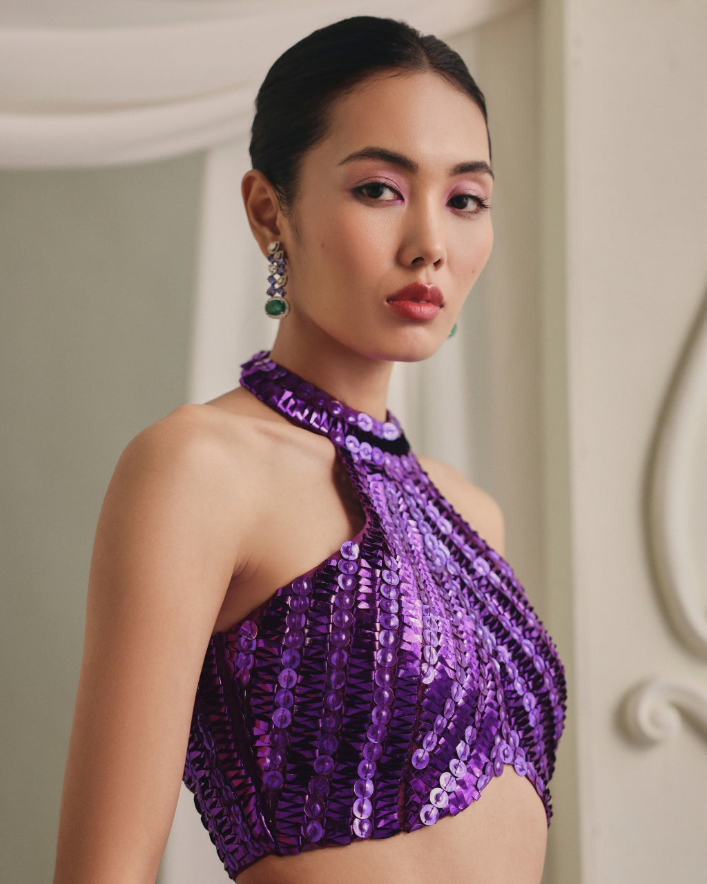 Purple Net Skirt Set