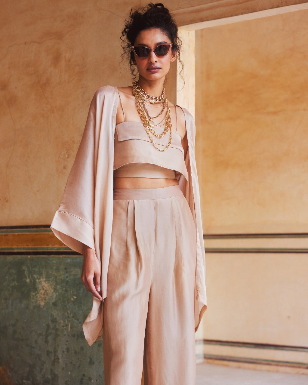 Nude Pink Silk Organza Co-Ord Set