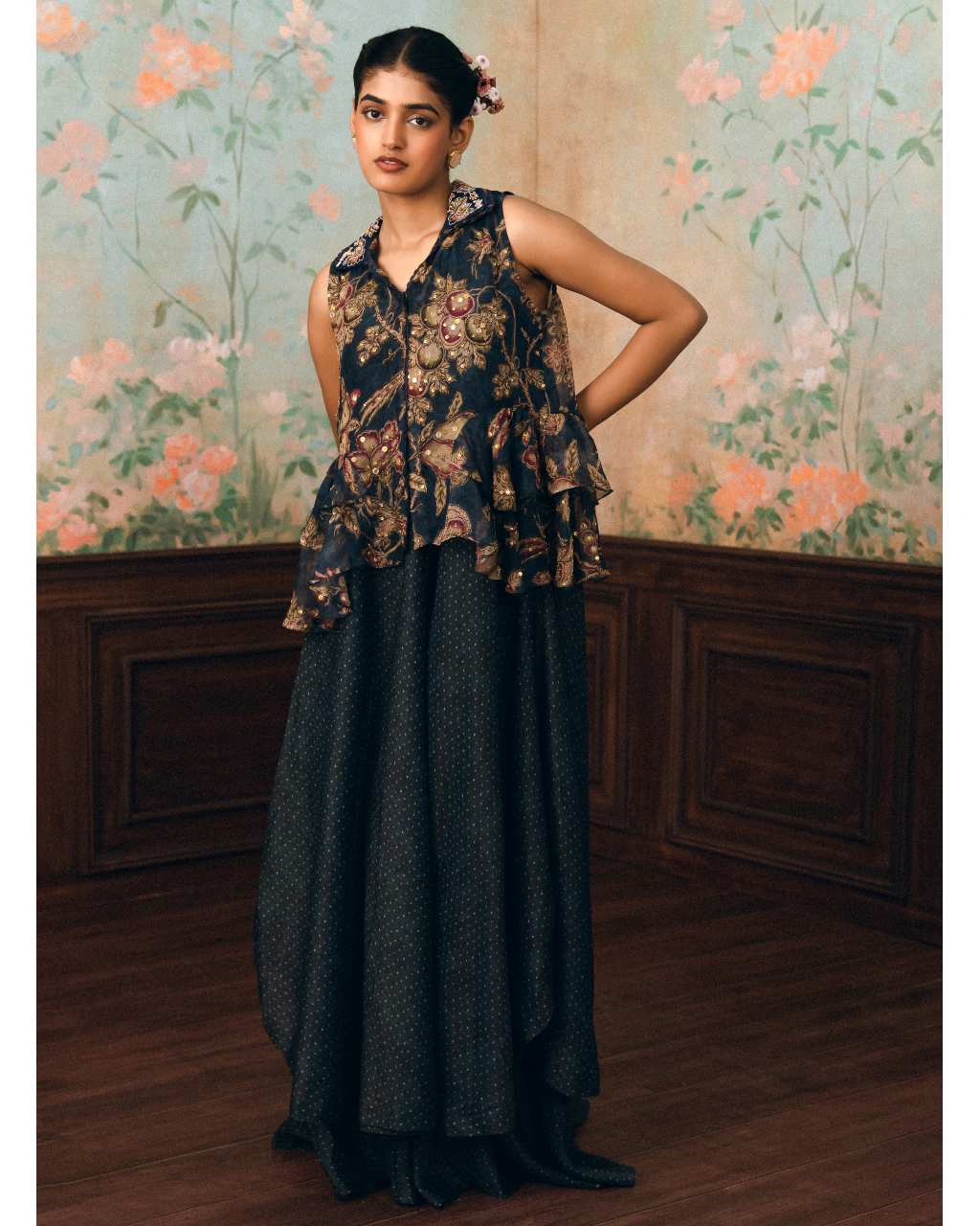 Cherie Kurta Set- Navy Blue