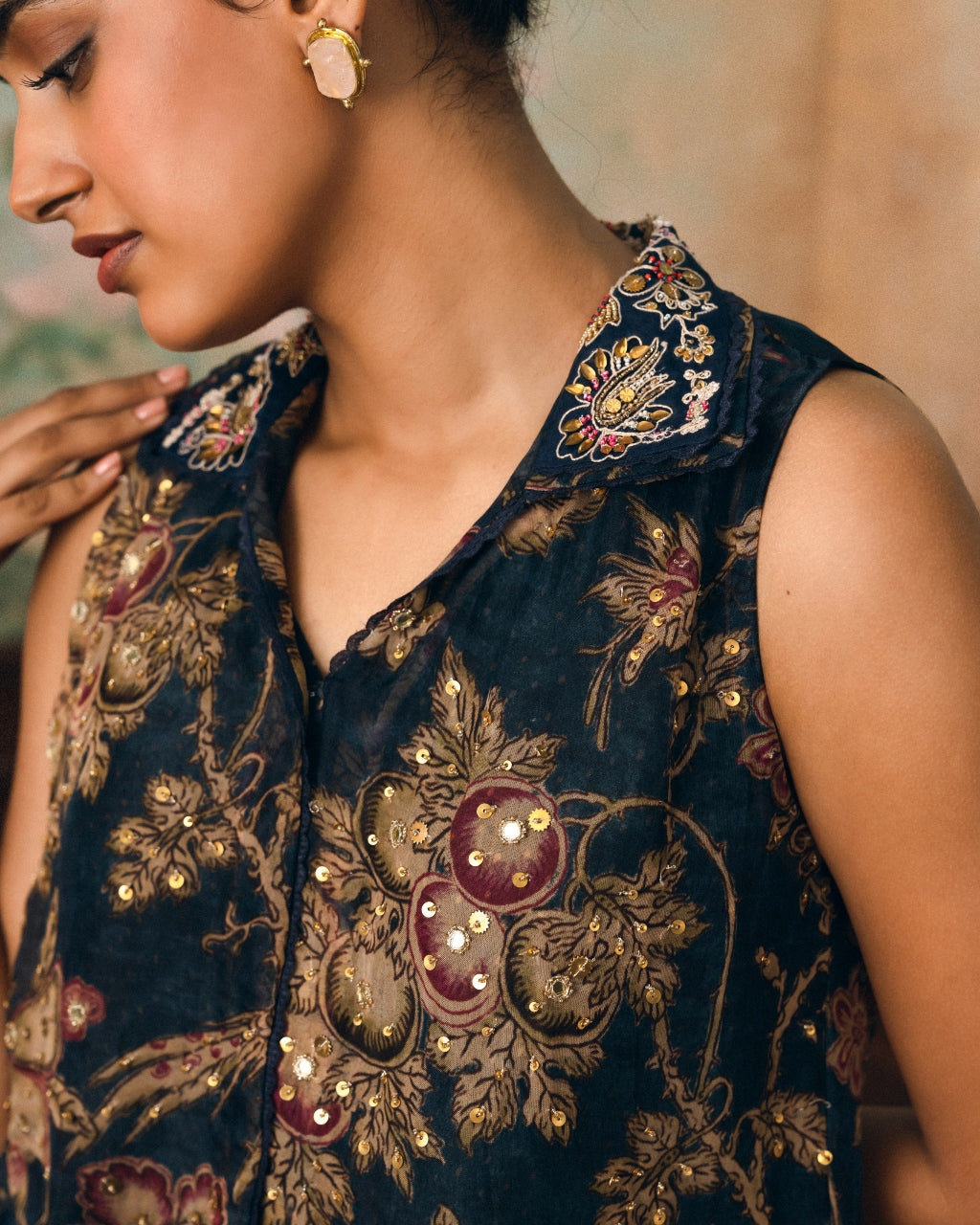 Cherie Kurta Set- Navy Blue