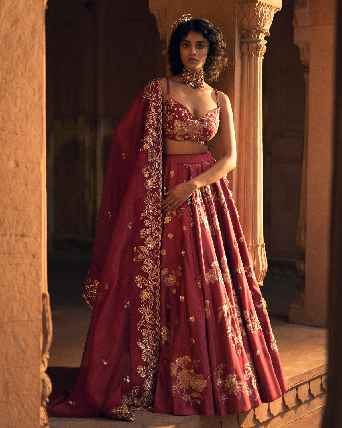 Romantic Pair Of Bird Lehenga Set