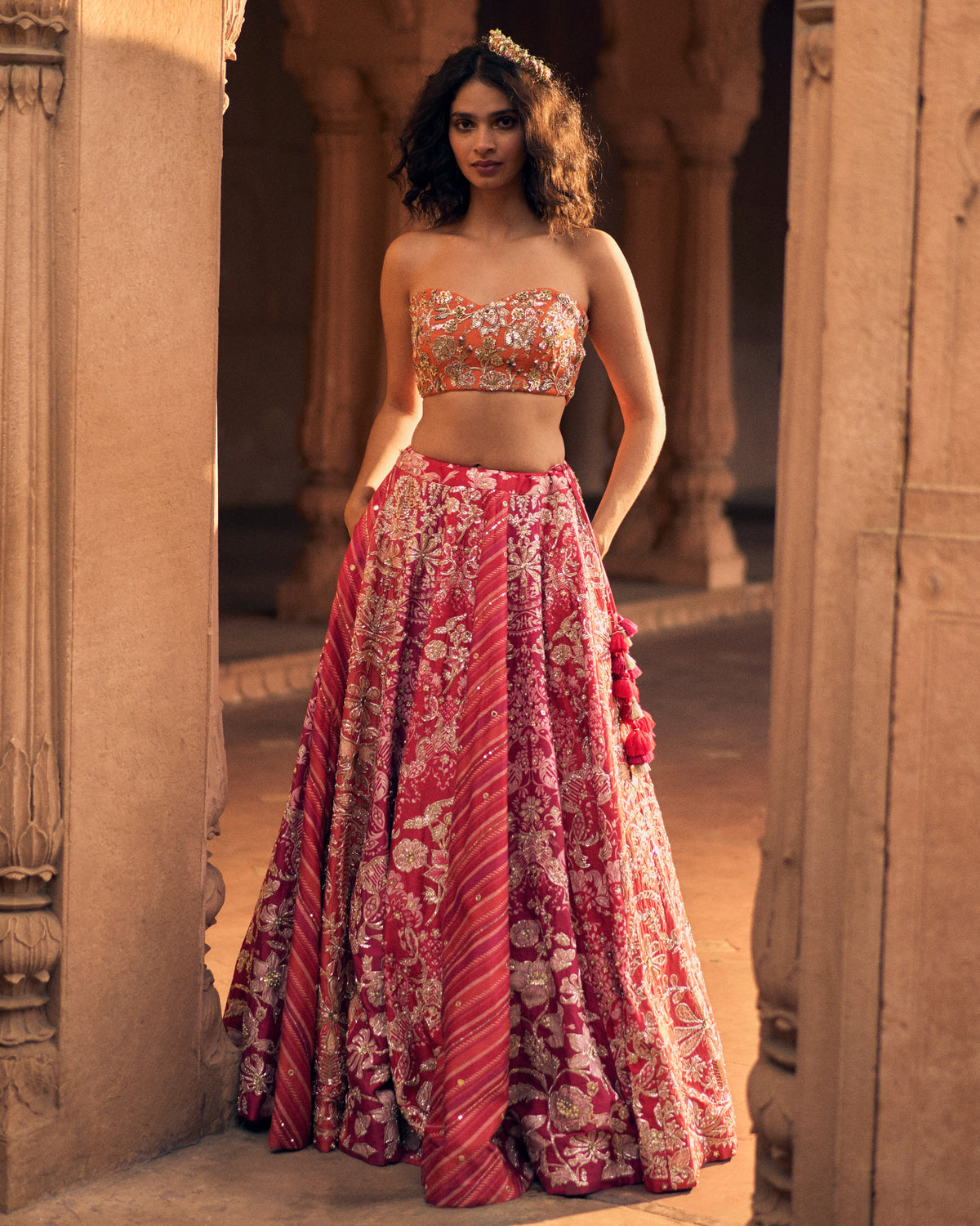 Pink Multi-Tone Lehenga Set