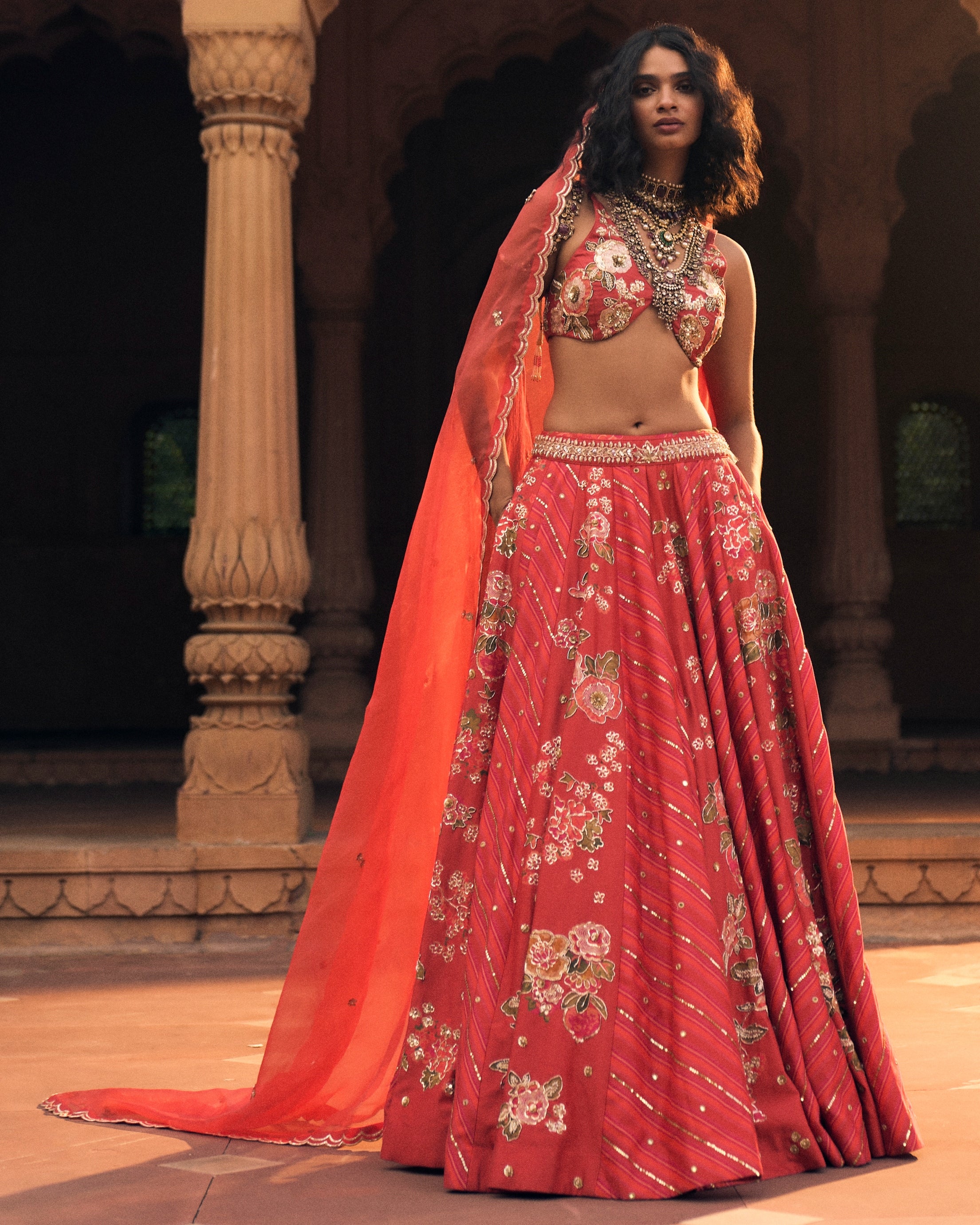 Ethereal Crimson Lehenga Set