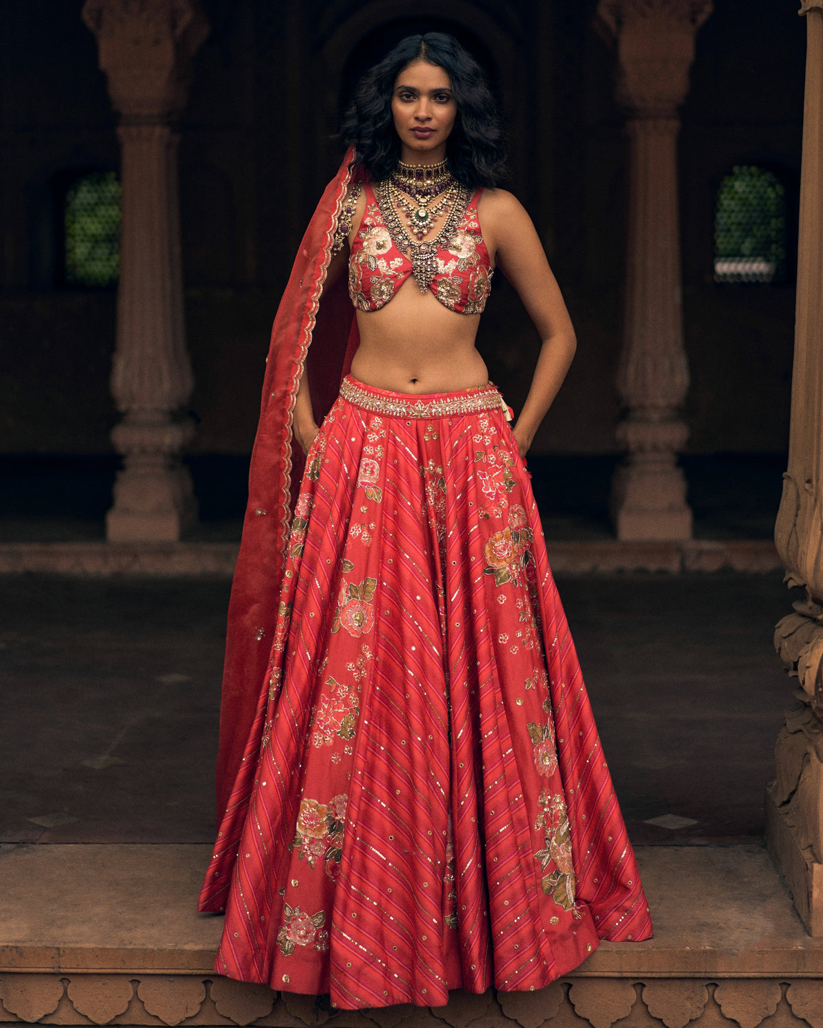 Ethereal Crimson Lehenga Set