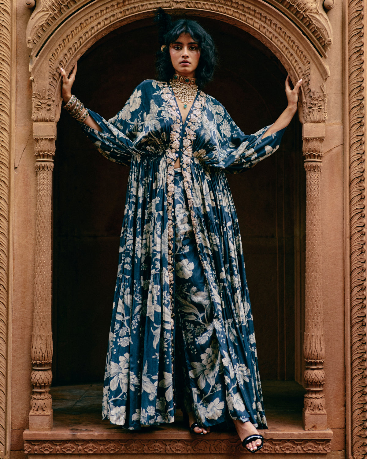 Floral Jaal Print Kaftan Set