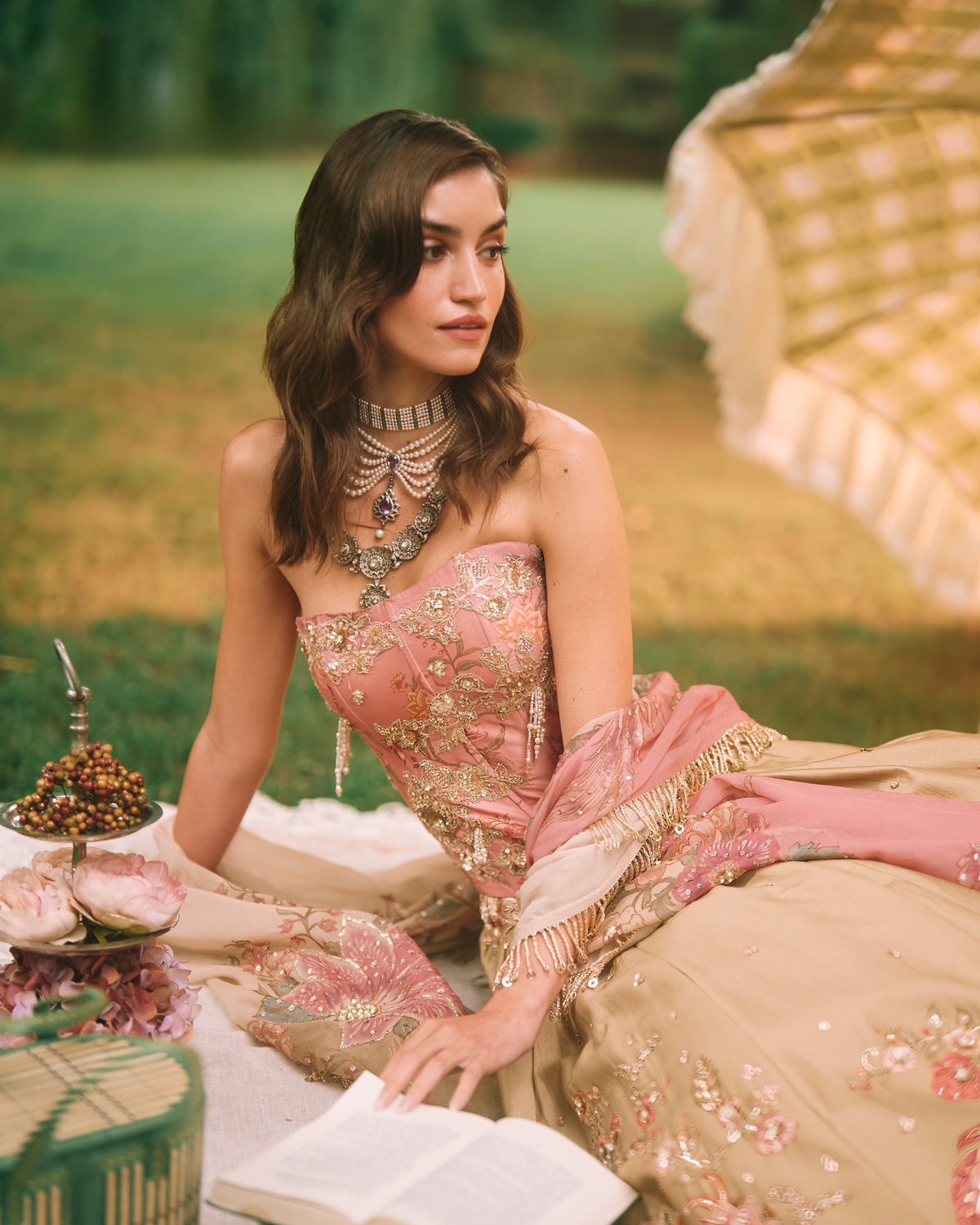 Keepsake Olive Pink Lehenga Set
